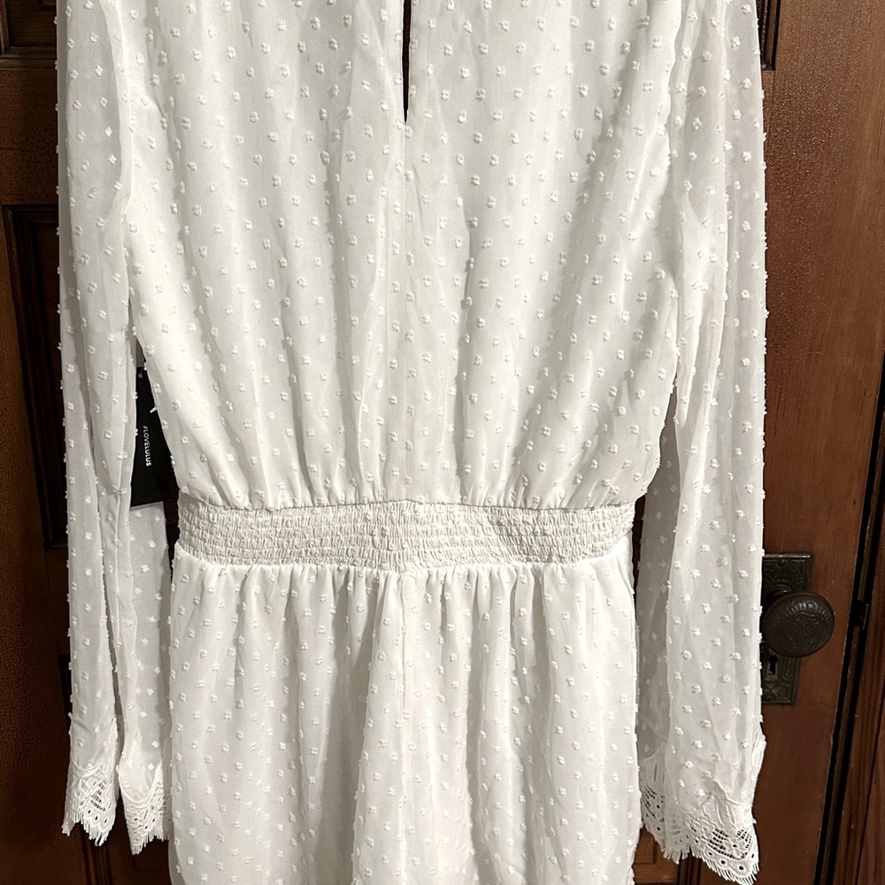 -SALE-Lulus MeadowLake White Swiss Dot Lace Bell Sleeve Romper - Picture 7 of 14